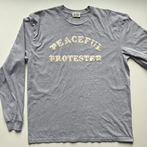UPLIFTERS Peaceful Protester Long Sleeve T-Shirt‎ Large Gray Free Speech LA USA